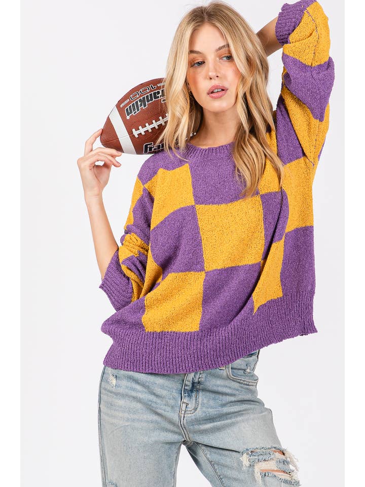 Sewn and Seen - Wholesale Knit Sweater - Women's - CHECKER SWEATER TOP 6