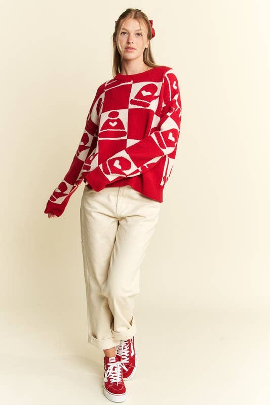 JADE BY JANE - Vendita all'ingrosso Maglione tricot - Donna - Maglione natalizio a quadri plus size a maniche lunghe15