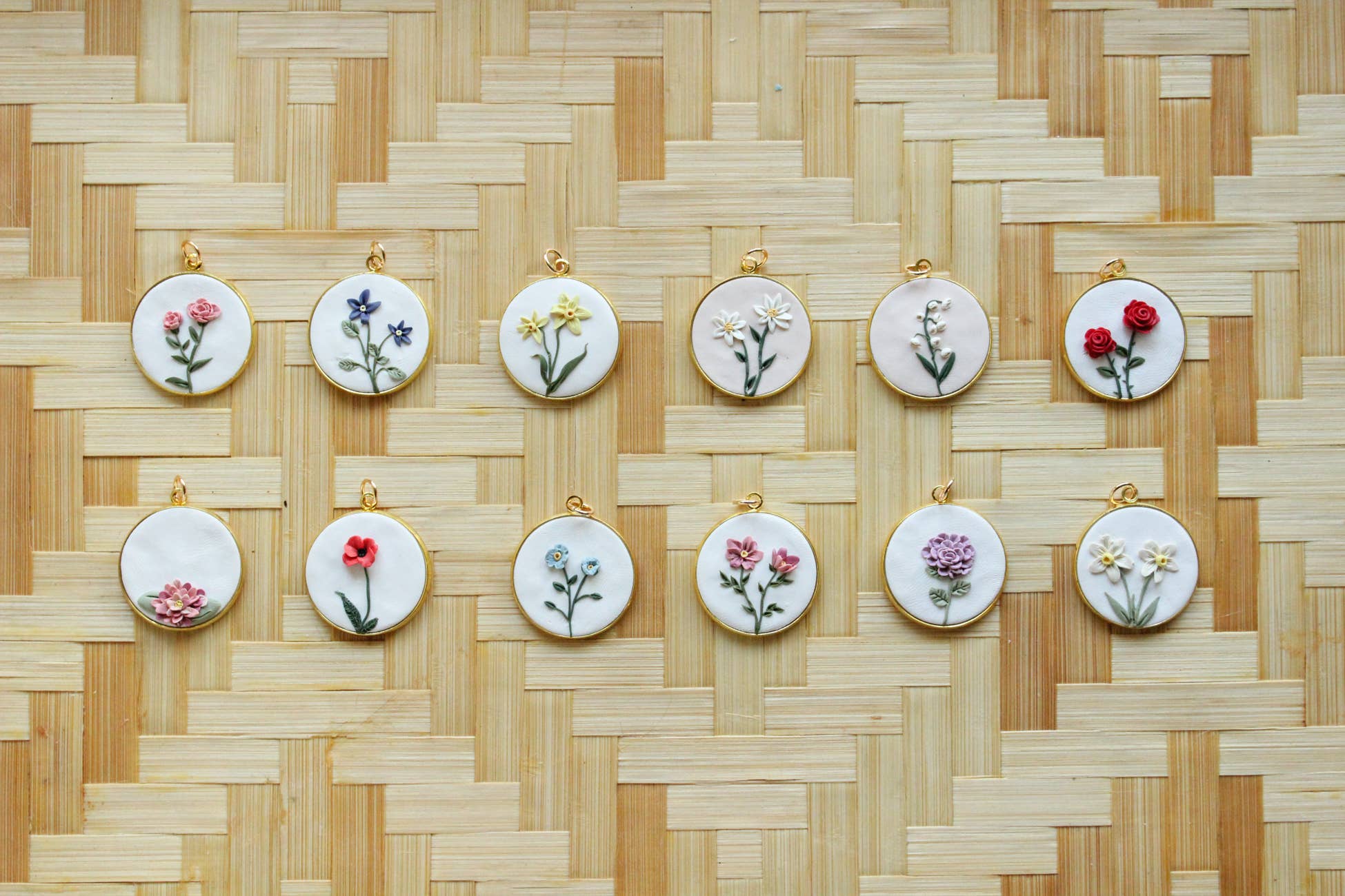 The Watermark Design - Wholesale Jewelry Set -  12 Month Birth Flower Necklace Set13