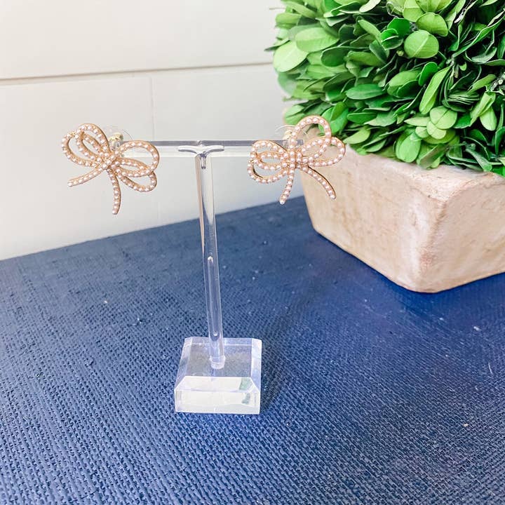 Brookhaven Baubles - Wholesale Stud/Post Earrings - Dainty Pearl Bow Earrings - Southern Statement Jewelry3