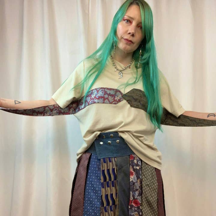 Custom upcycled necktie tee for wholesale by Shop Journal Vintage