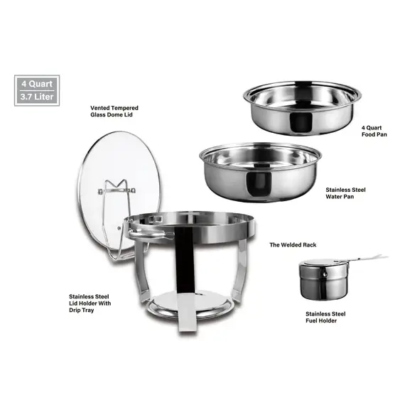 Gourmet Edge - Wholesale Cooking Pot - Culinary Edge S/S Buffet Chafer 4 Quart Round Chafing Dish1