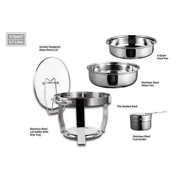 Gourmet Edge - Wholesale Cooking Pot - Culinary Edge S/S Buffet Chafer 4 Quart Round Chafing Dish1