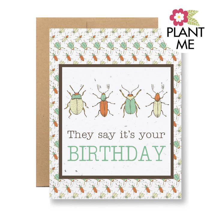 Seedy Cards - Wholesale Birthday Card - Plantable Seed Paper Greeting Card - {beetles birthday}