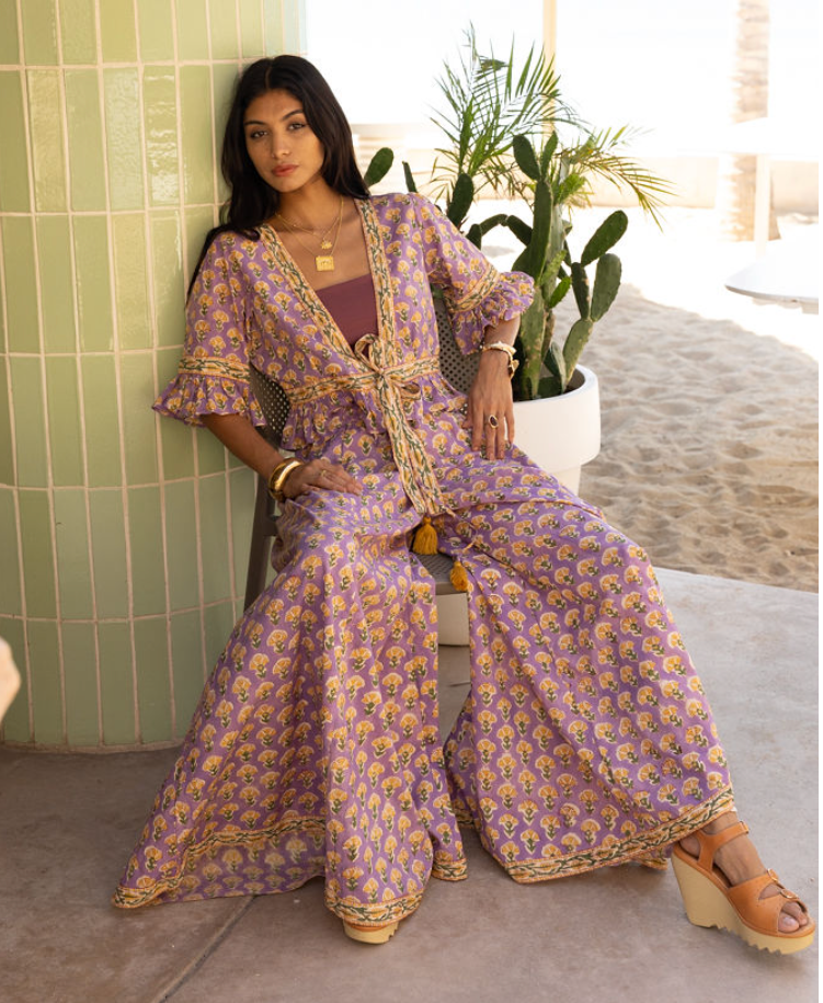 The Fox and The Mermaid - Wholesale Pants - Women's - Block Printed Palazzo Pants and Optional Top (Althea: Iris)10