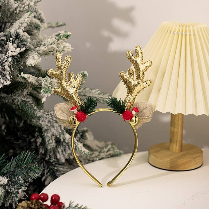 NINEXIS - Wholesale Fashion Headband - Women's - CWMM10321_CHRISTMAS REINDEER ANTLER HEADBAND WITH BELLS1