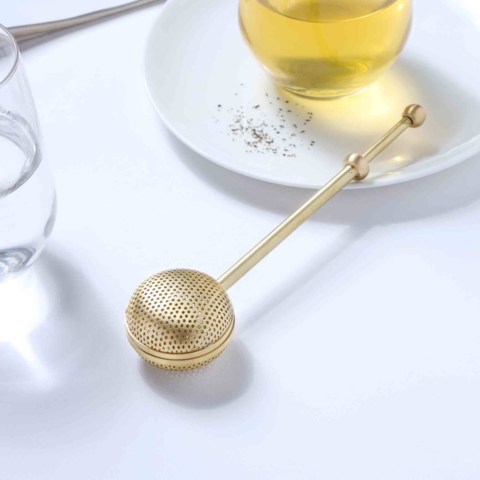SAMA Homes - Wholesale Tea strainer/infuser - Brass Pump Tea Infuser – 7 Inch | Telescopic Loose Leaf Tea Strainer with Spring Handle