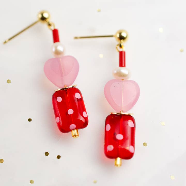 Valentina Polkadot Heart Earrings for wholesale by Jill Makes