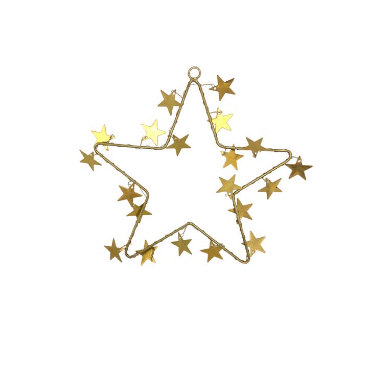 Brass hanging star with small star tassels for wholesale by Maison Lilo