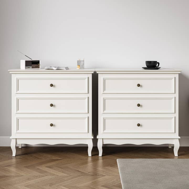 Heynemo - Wholesale Cabinet - White 3 Drawer Dresser for Bedroom, Wide Chest of Drawers9