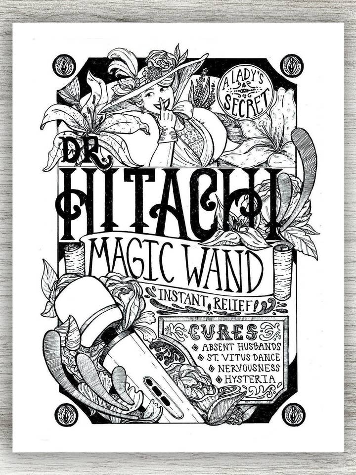 La baguette magique du Dr Hitachi | Impression artistique victorienne parodique pour adulte pour la vente par Beeftopia