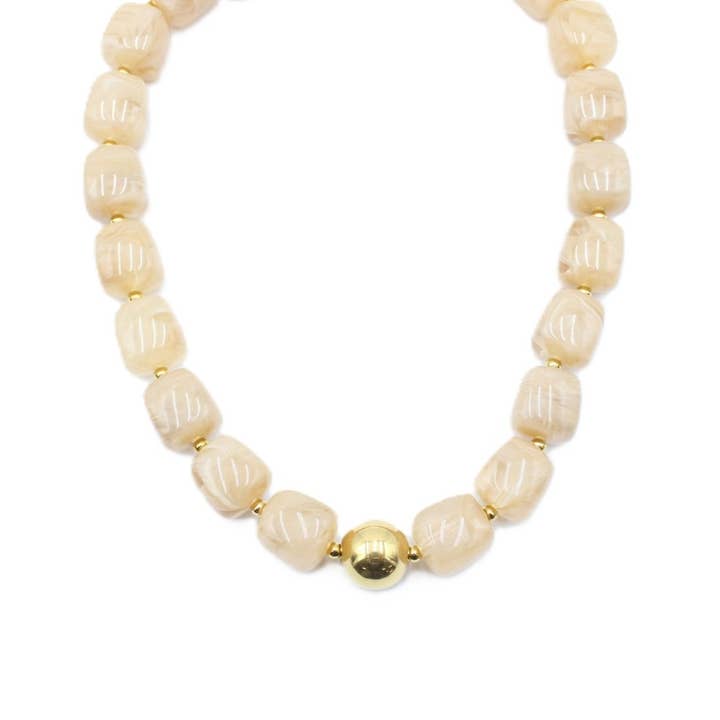 Reference Mode - Wholesale Beaded/Pearl Necklace - Resin necklace with golden bead1