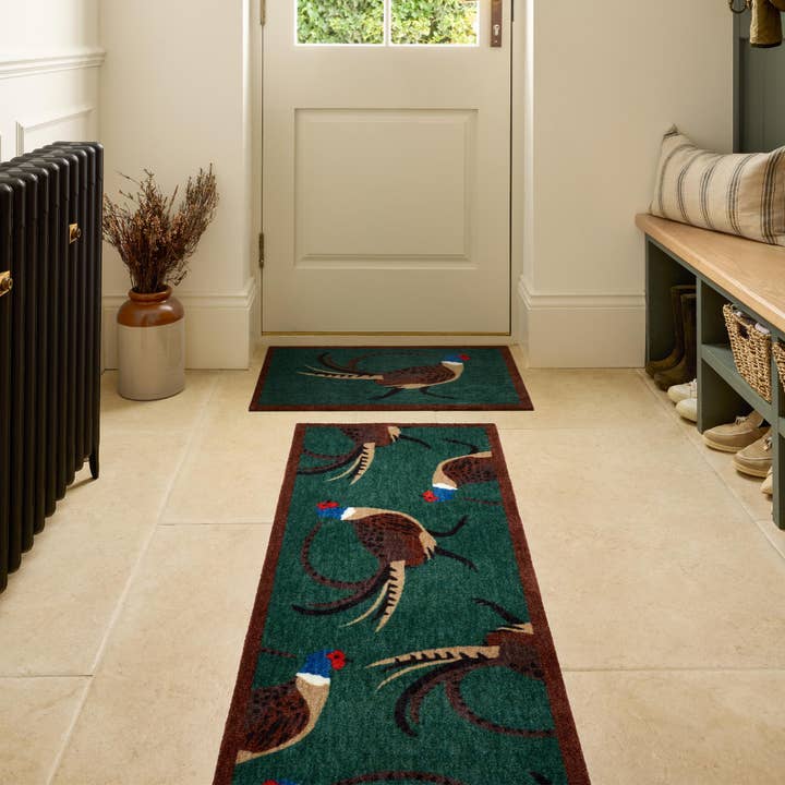 Mein Mat Nylon Indoor Muster Fasan Grün für den Großhandel von Phoenox Textiles