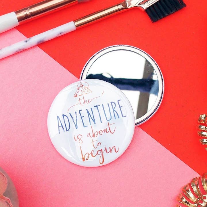 Espejo de bolsillo Adventure Wanderlust | Compacto | Espejo de maquillaje para venta al por mayor de Fawn & Thistle Ltd (US Duties Paid)