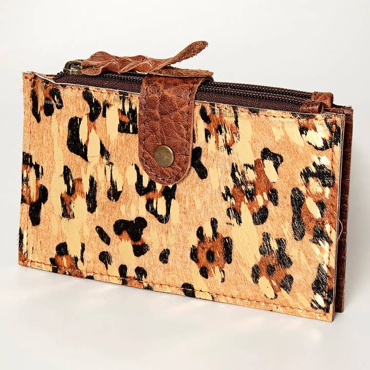 LC-ADBG813 Hair-On Cowhide Card-Holder Bag with Leather Snap Strap for wholesale by LS Western