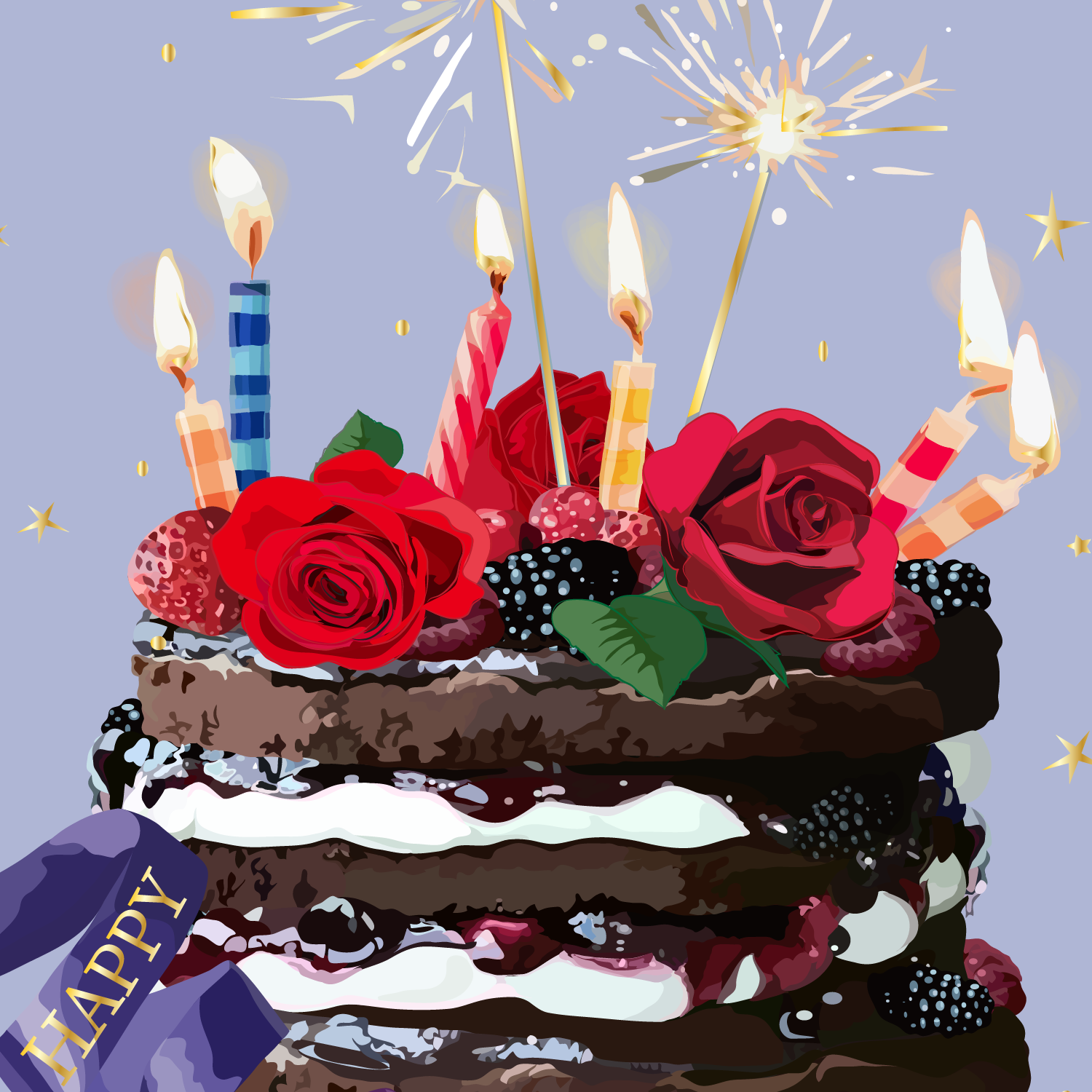 The Red Barn Press - Wholesale Birthday Card - Birthday Card | Sparkling Floral Bohemian Birthday Cake2