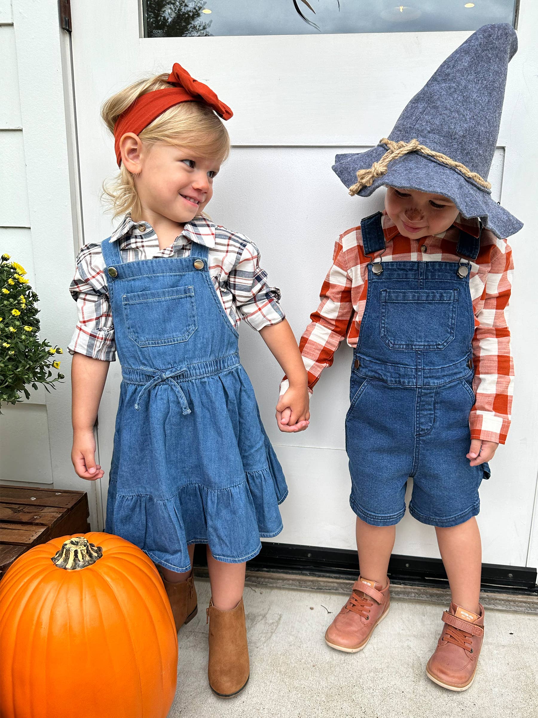 Blue Girls Light Wash Denim Overall Jumper Dress for wholesale on Faire10