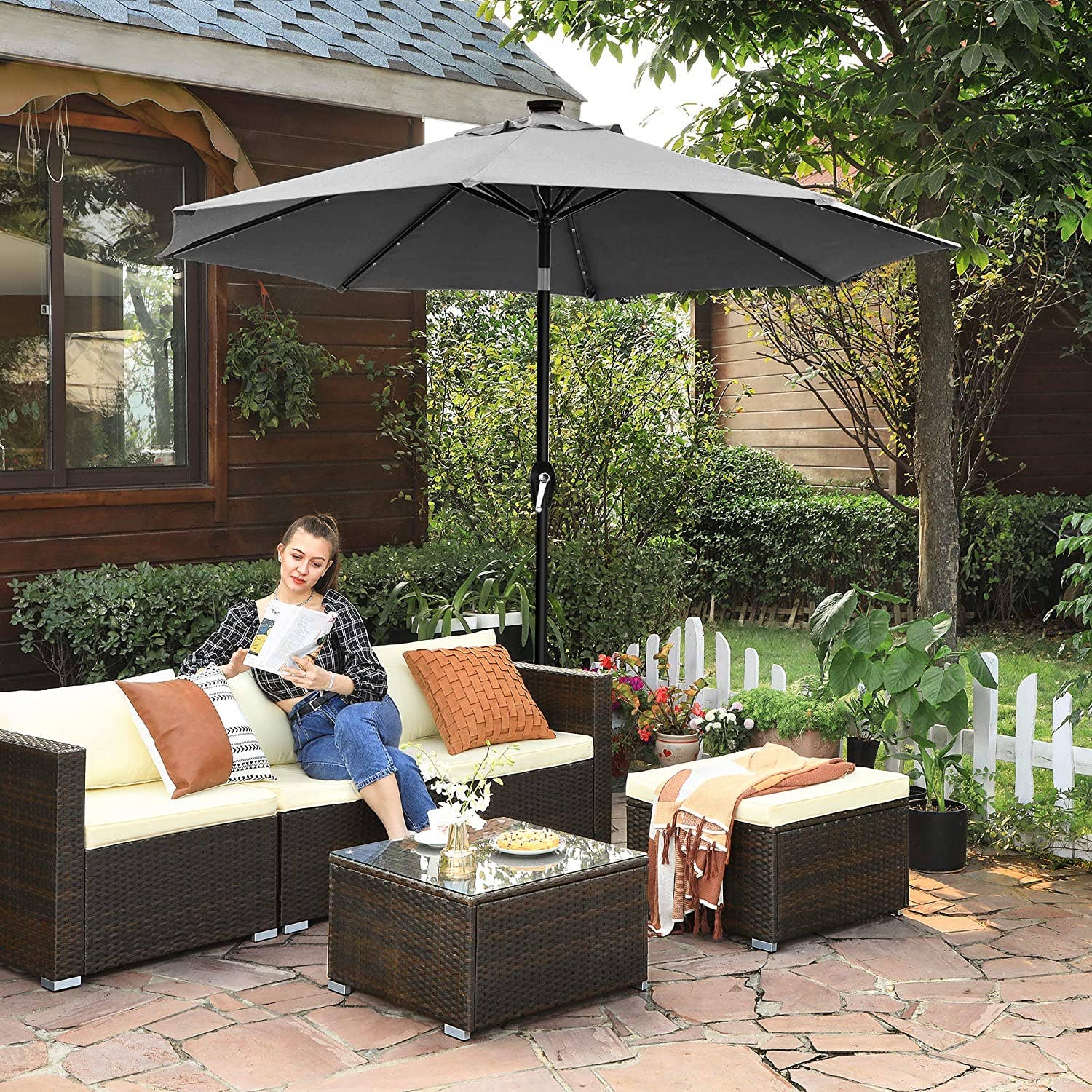 Mia Home - Wholesale Umbrella - Unisex - Nancy's Frere Lake Parasol - LED Lighting - Solar Powered4