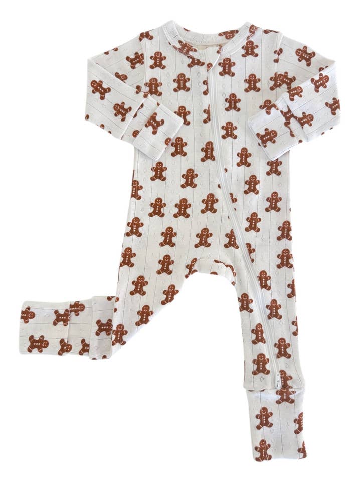 Gingerbread / Organic Pointelle 2-Way Zip Romper for wholesale by SIIX Collection