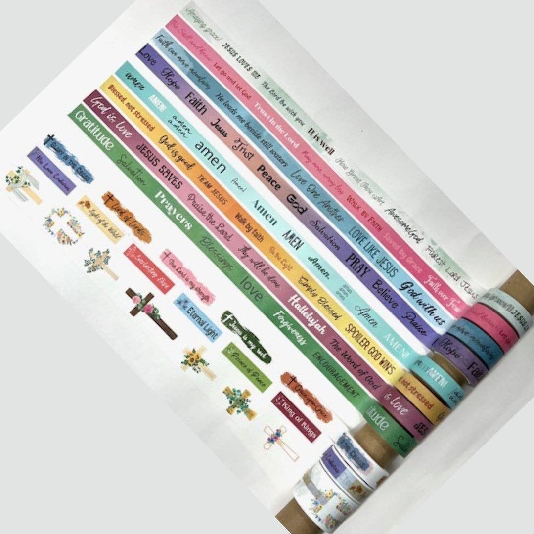 Blessed Be Boutique - Wholesale Washi Tape - Scriptural Accents Washi Tape - Big Set of 113