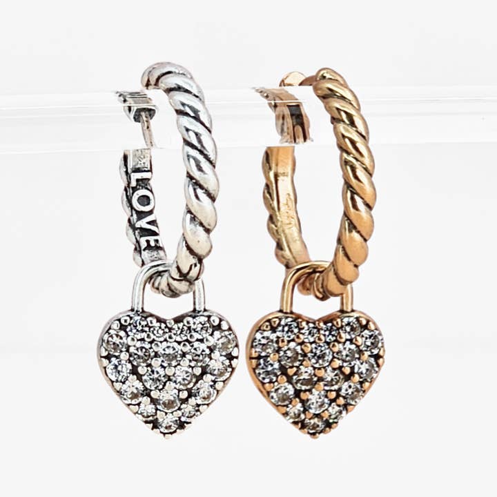 Love Forever Pavé Heart Huggie Earrings for wholesale by Katia Designs