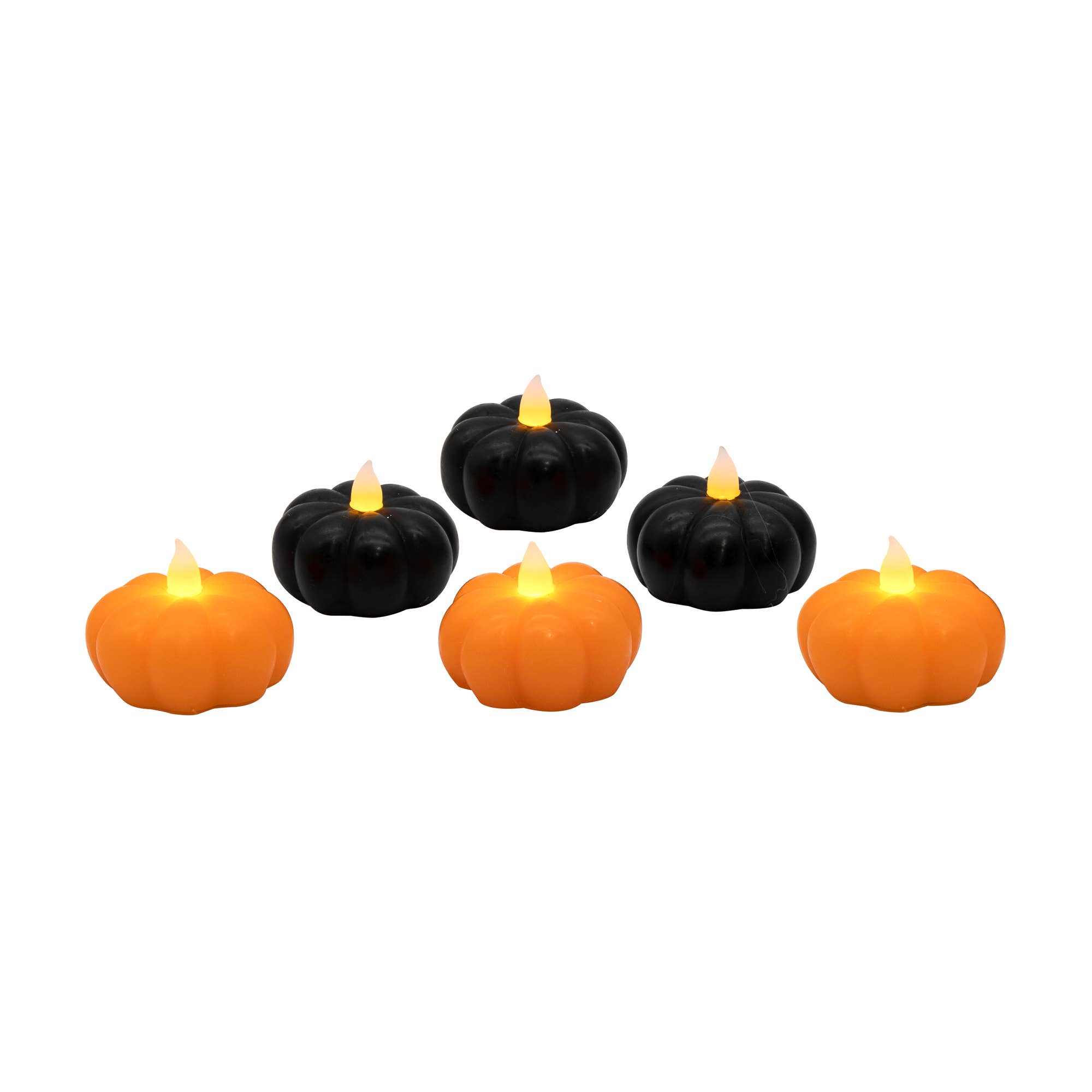 LumaBase - Vente Bougie sans flamme - Mini bougies à la citrouille noire/orange à piles, lot de 60