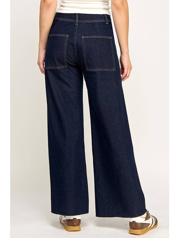 D Blue THE HIGH RISE PATCH POCKET MARINE JEANS for wholesale on Faire3