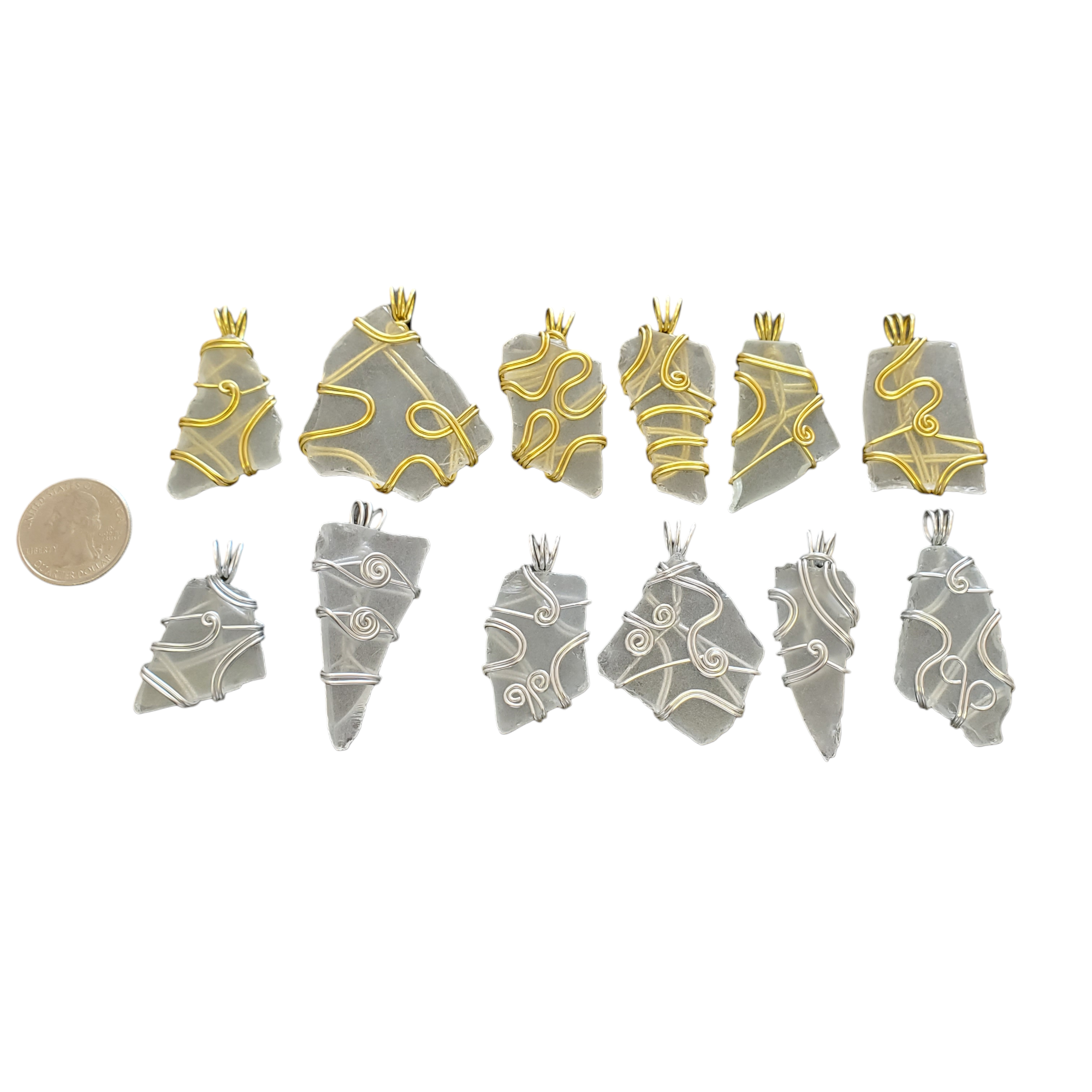 Different Branches – Großhandel Individueller Charm/Anhänger – Einzigartige handgefertigte Sea Glass Anhänger mit Drahtumwicklung4