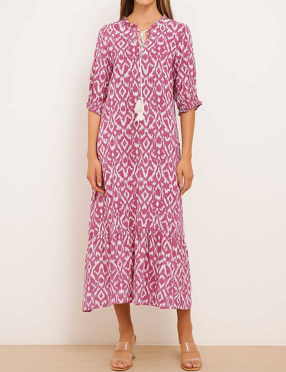 Sweetkama - Vendita all'ingrosso Copricostume - Donna - Vestito lungo copricostume da spiaggia con stampa a rombi FYH89008