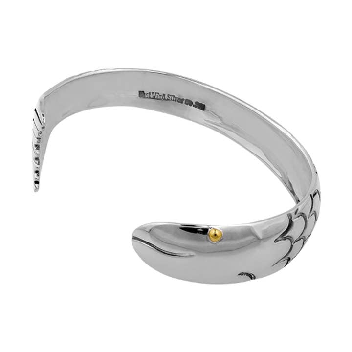Traditional Fish Cuff Bracelet With Brass Eye for wholesale by The East Wind Silver Co. ltd.
