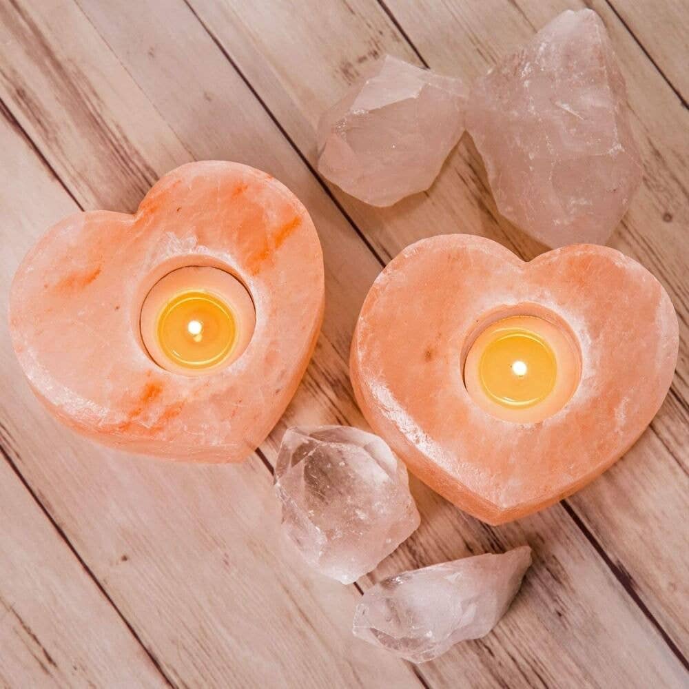 Himalayan Trading Co.® - Wholesale Candle Holder - Himalayan Salt Tealight Heart Candle Holders (2 Pack)0