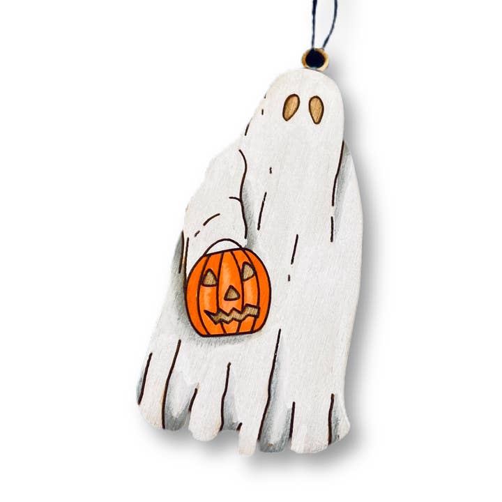 Wood Sheet Ghost Ornament for wholesale by Brave Wimp