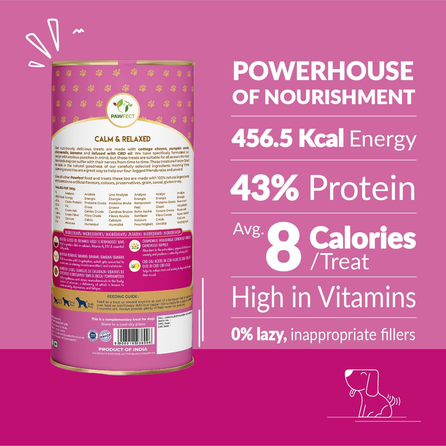 Pawfect Foods – wholesale Pet treats – Dog – Pawfect Nature's Munch Freeze-Dried cheese Calming treats for Dogs| Calm & Relaxed | 100% Natural| High Protein, Low Fat| 8 Calories per Treat| Grain-Free| Healthy Training Treat (75g/2.65oz)1