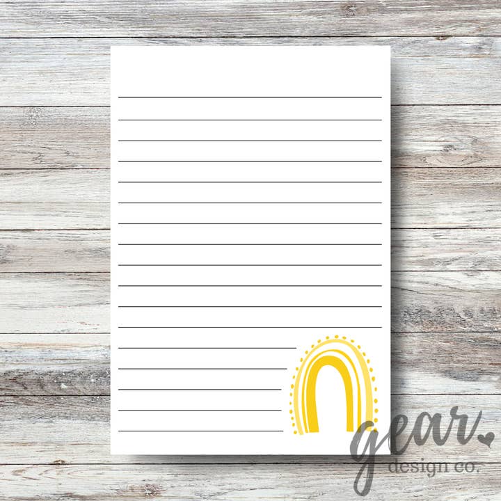 Yellow Rainbow Lined Notepad for wholesale by Gearhart Design Co.