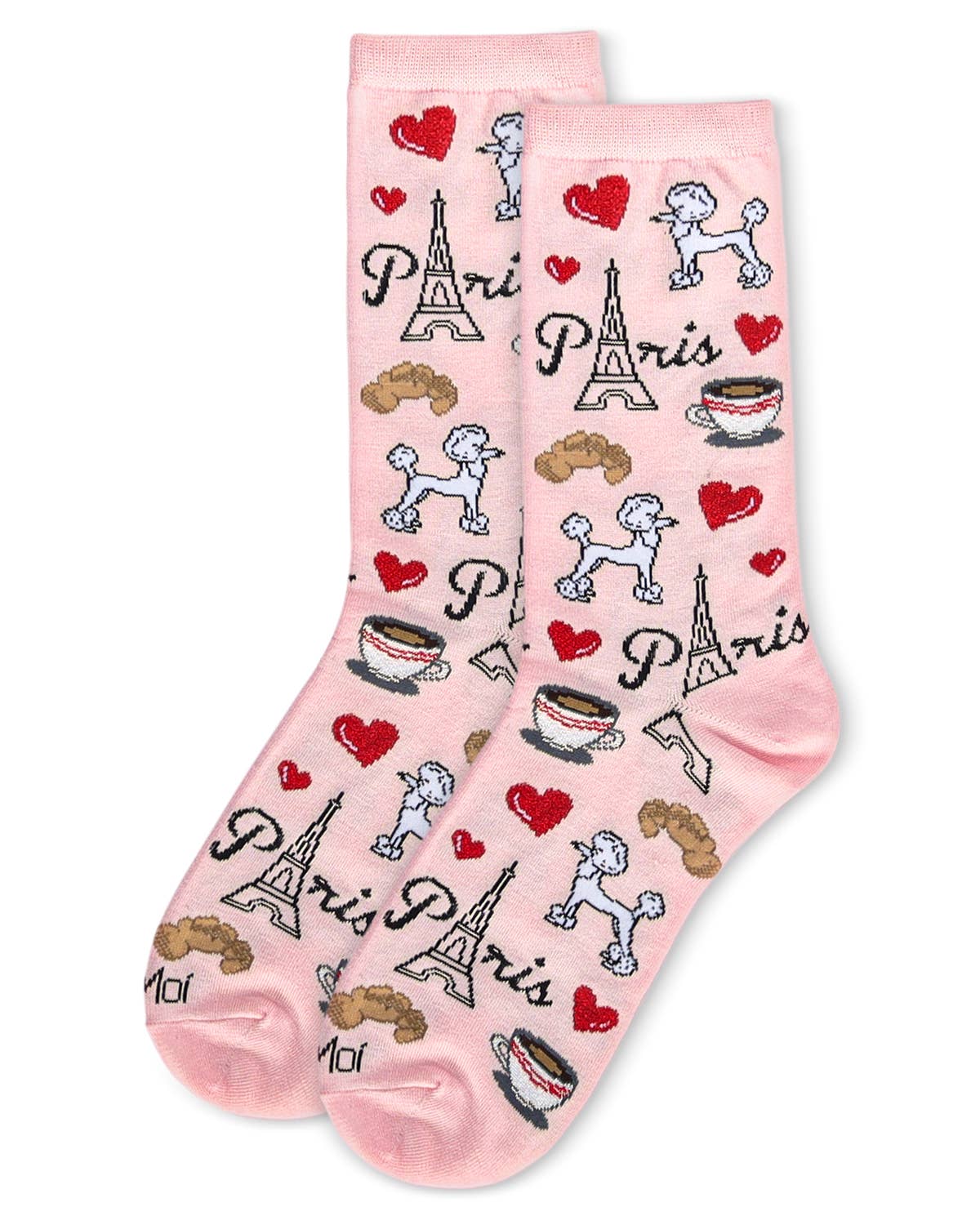 Light Pink Women's J'Adore Paris Bamboo Crew Socks for wholesale on Faire2