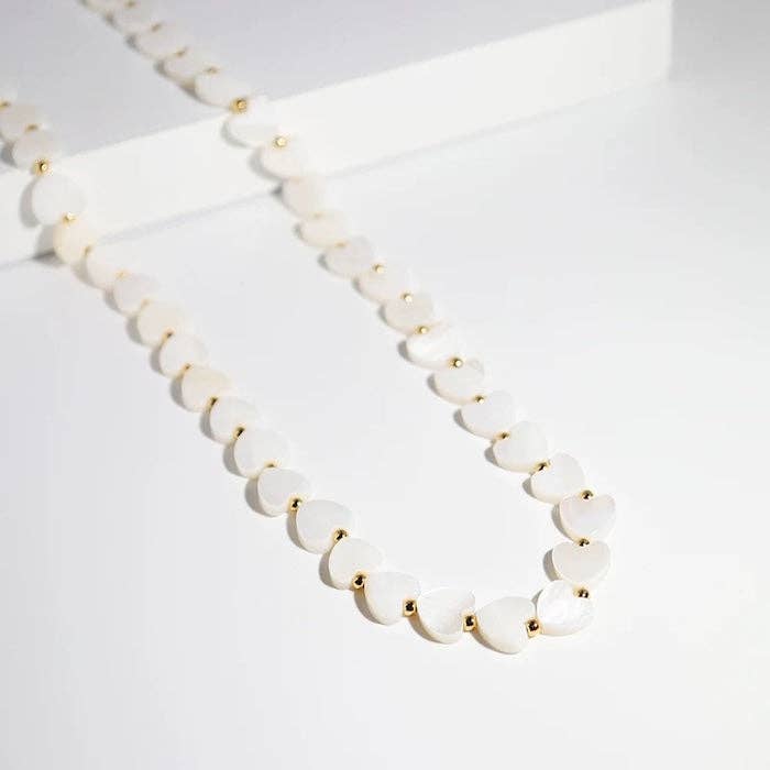 LanLivia - Wholesale Beaded/Pearl Necklace - Mother of Pearl Heart Beads Necklace with OT Buckle1