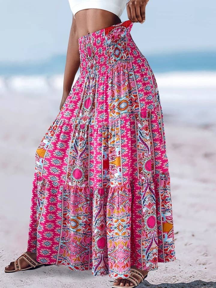 Rosa Clothing - Wholesale Skirt - Women's - Swing Style Bohemia Ethnic Floral maxi skirt14