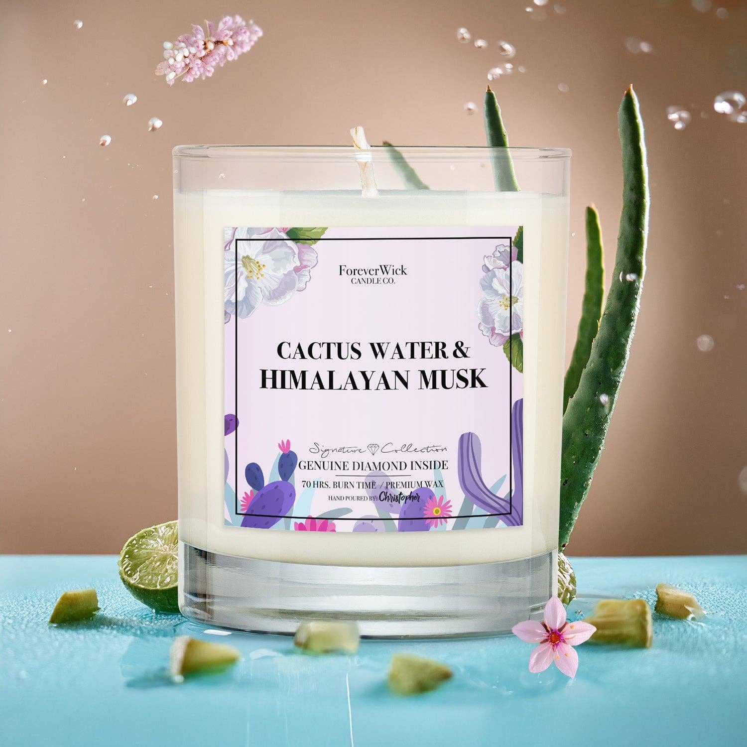 ForeverWick Candle Co - Wholesale Jar/Filled Candle - Cactus Water + Himalayan Musk Diamond Candle3