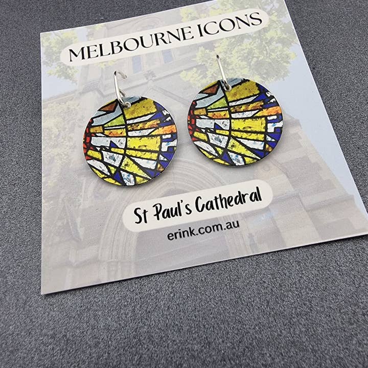 erin.k creative studio - Wholesale Dangle earrings - MELBOURNE ICONS - St Paul's Cathedral stained glass1