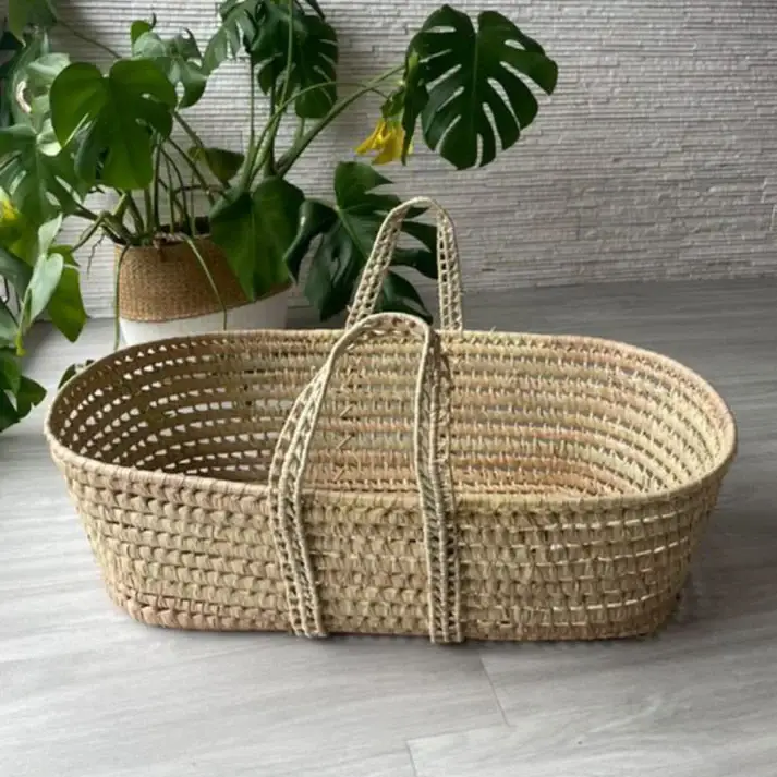 High crafty - Wholesale Bassinet - Baby - Handwoven Palm Leaf Baby Bassinet – Handmade Moses Basket0