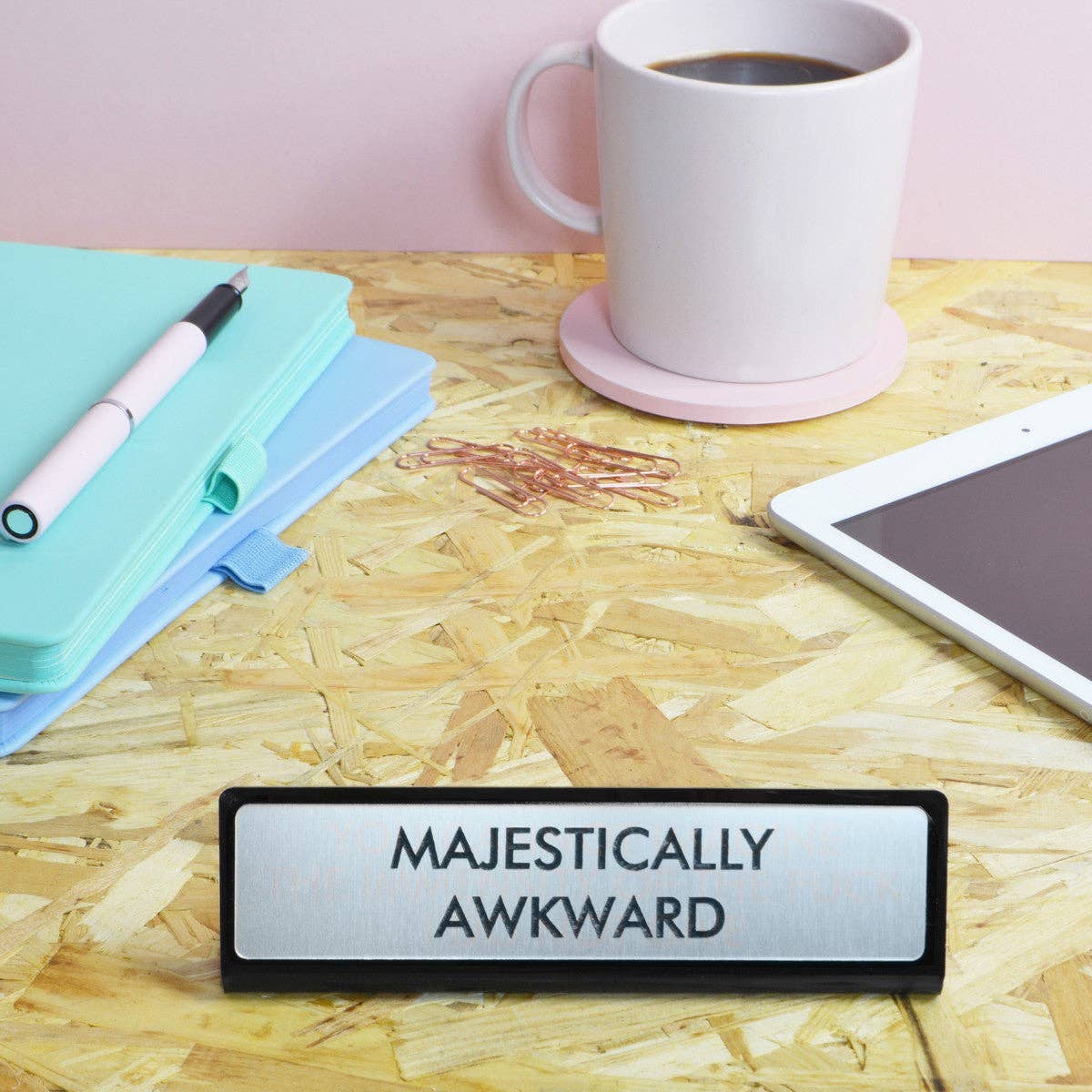 Flamingo Candles - Wholesale Desk/Tabletop Sign - Majestically Awkward Desk Plate Sign0