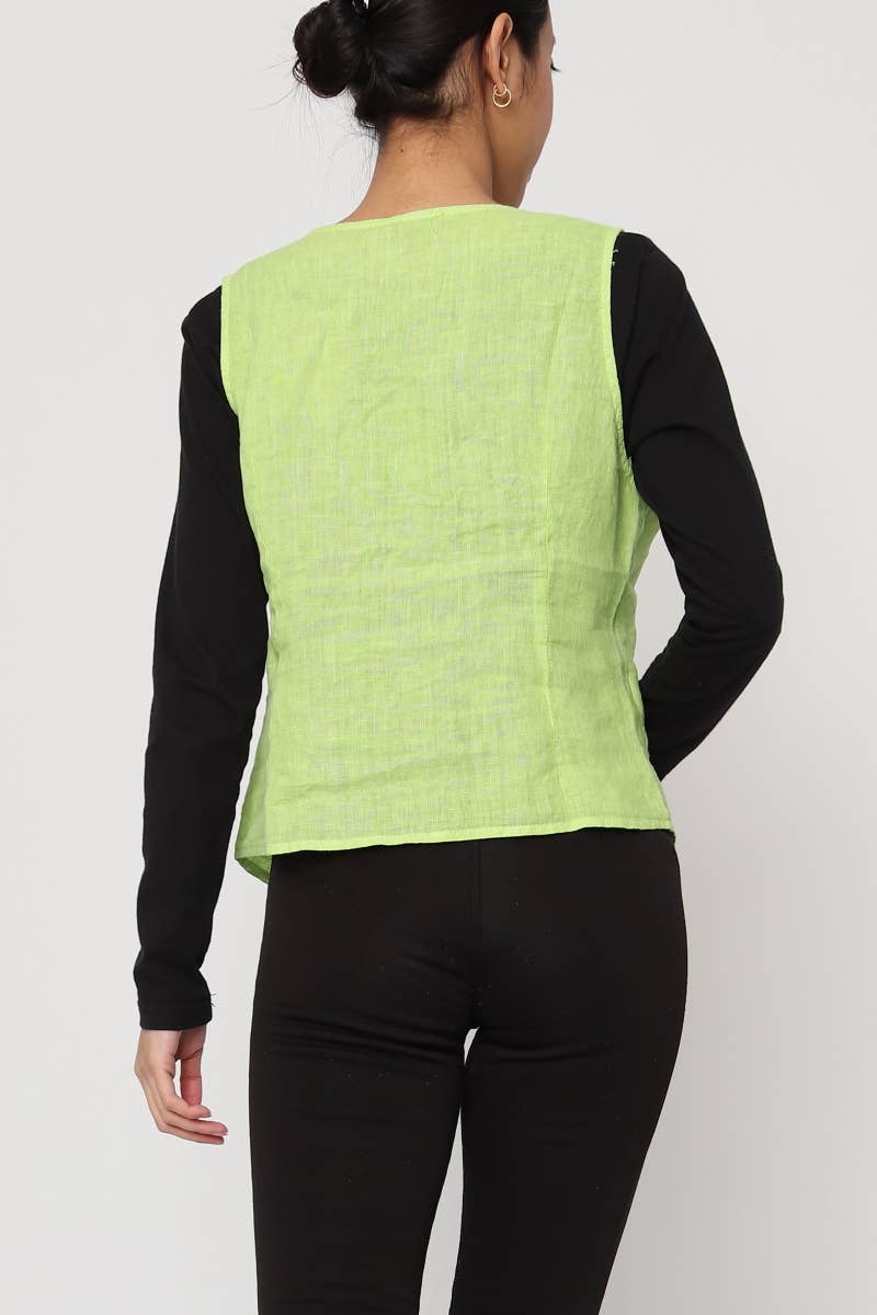 LÉA & LUC - Wholesale Button Down Shirt - Women's - Sleeveless shirt in 100% Linen REF. 514627