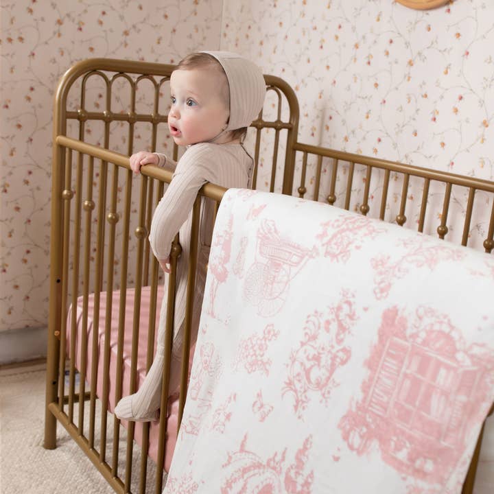 Petite Belle Bebe - Wholesale Cot/Crib Sheets - Petite Belle Toile Safra Crib Set- Rose Pink