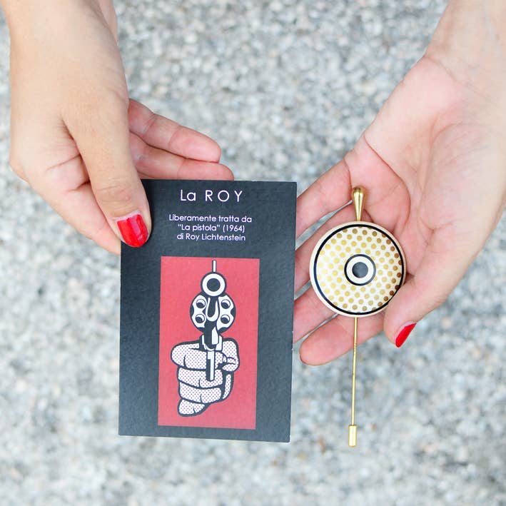 Ivory Black Gold La Roy Pin for wholesale on Faire1