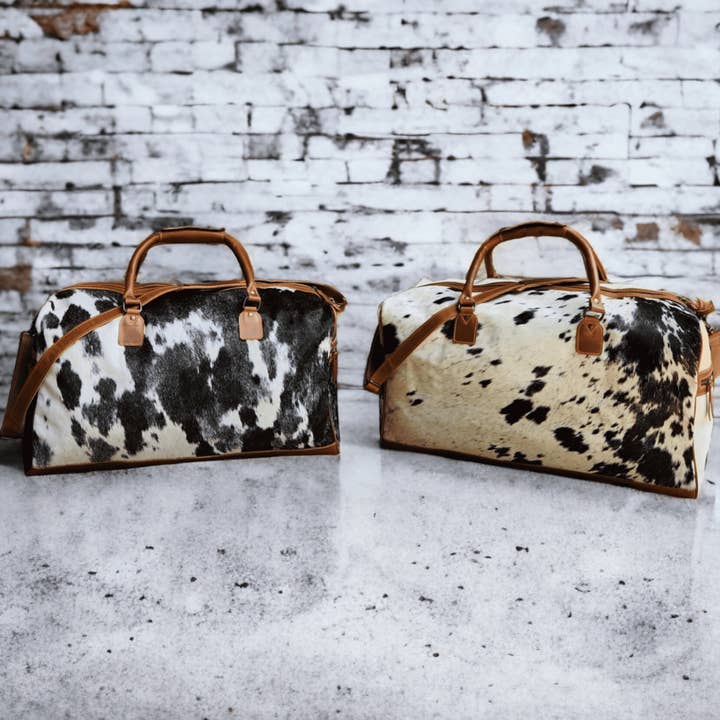 Ranch Junkie - Wholesale Weekender Bag - Women's - Large Genuine Cowhide Weekender Duffel Black Highlands Duffel16