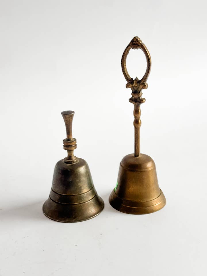 Vintage Brass Hand Bells (Set of 2) | Mid-Century Decorative for wholesale by Heirloom & Honey