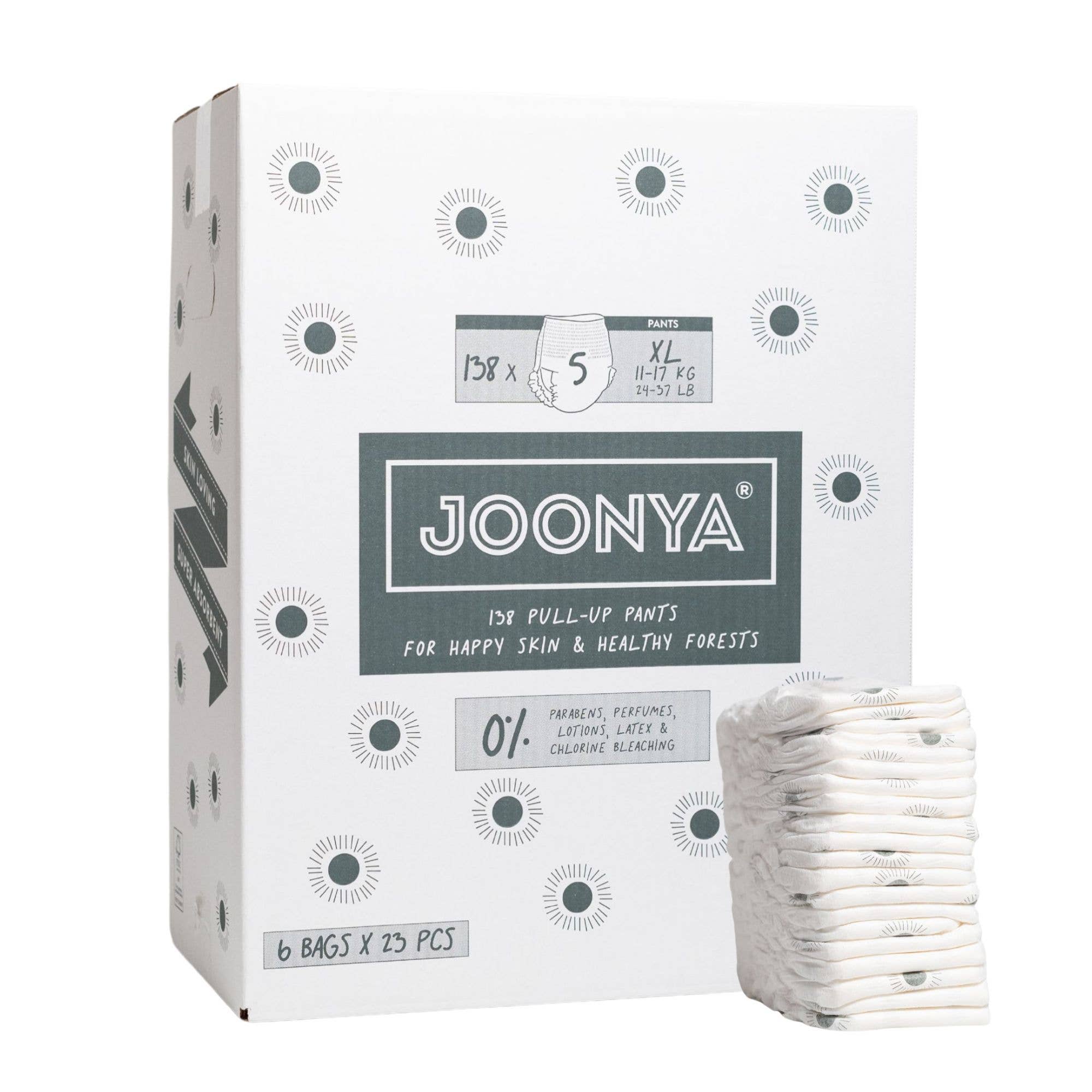 Joonya - Wholesale Diaper (Cloth) - Baby - Joonya Pull-Up Diapers Size 5 XL (24-37 lb) - 1 Bag of 233