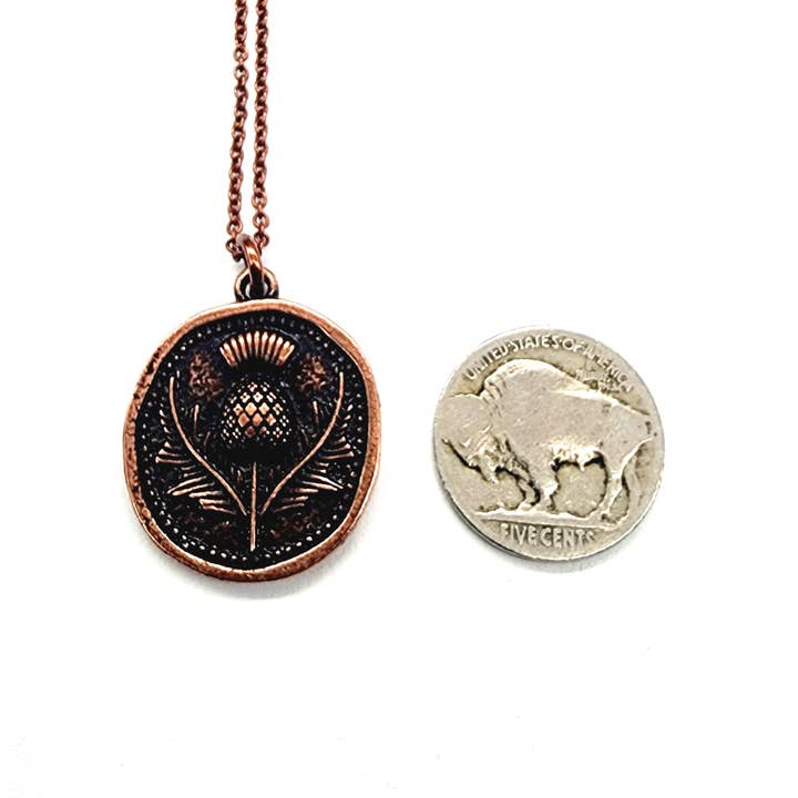 MergingMetals - Wholesale Pendant/Charm Necklace - Thistle Necklace - Antique Copper