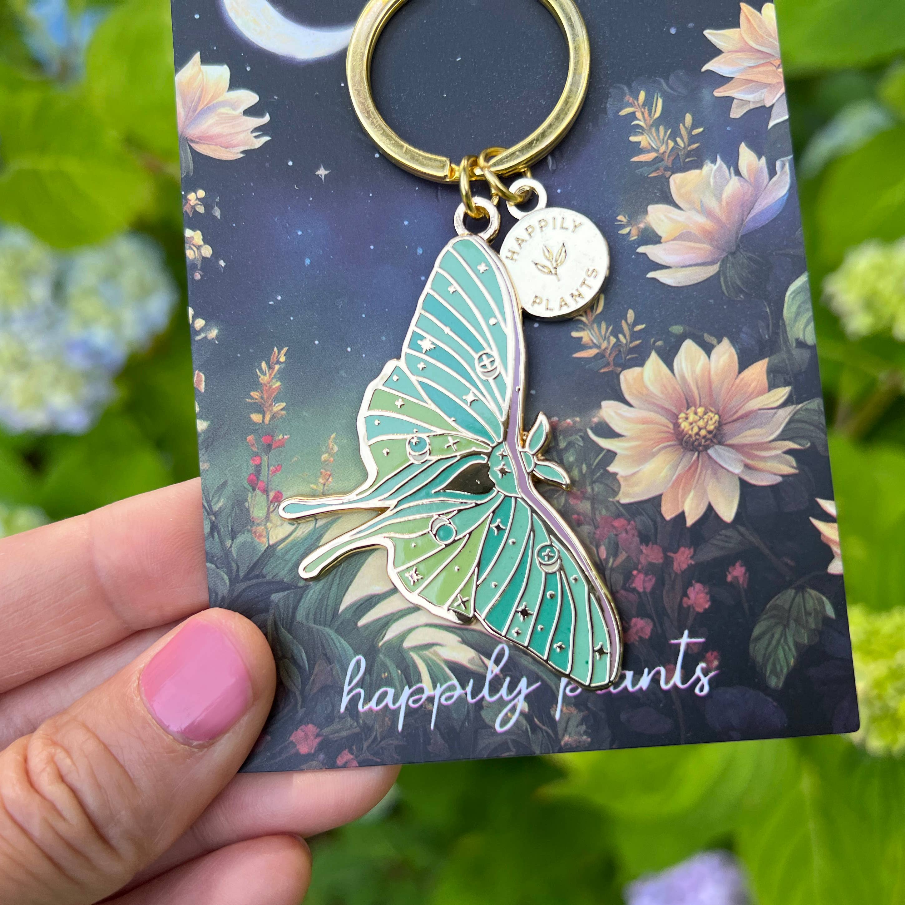Happily Plants - Wholesale Keychain - Women's - Luna Moth Keychain Charm Glow in the Dark!  Spring Gifts4