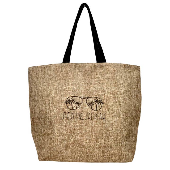 Emmanuel Création - Wholesale Beach Bag - Beach tote L, “I can't I have beach” sparkling jute